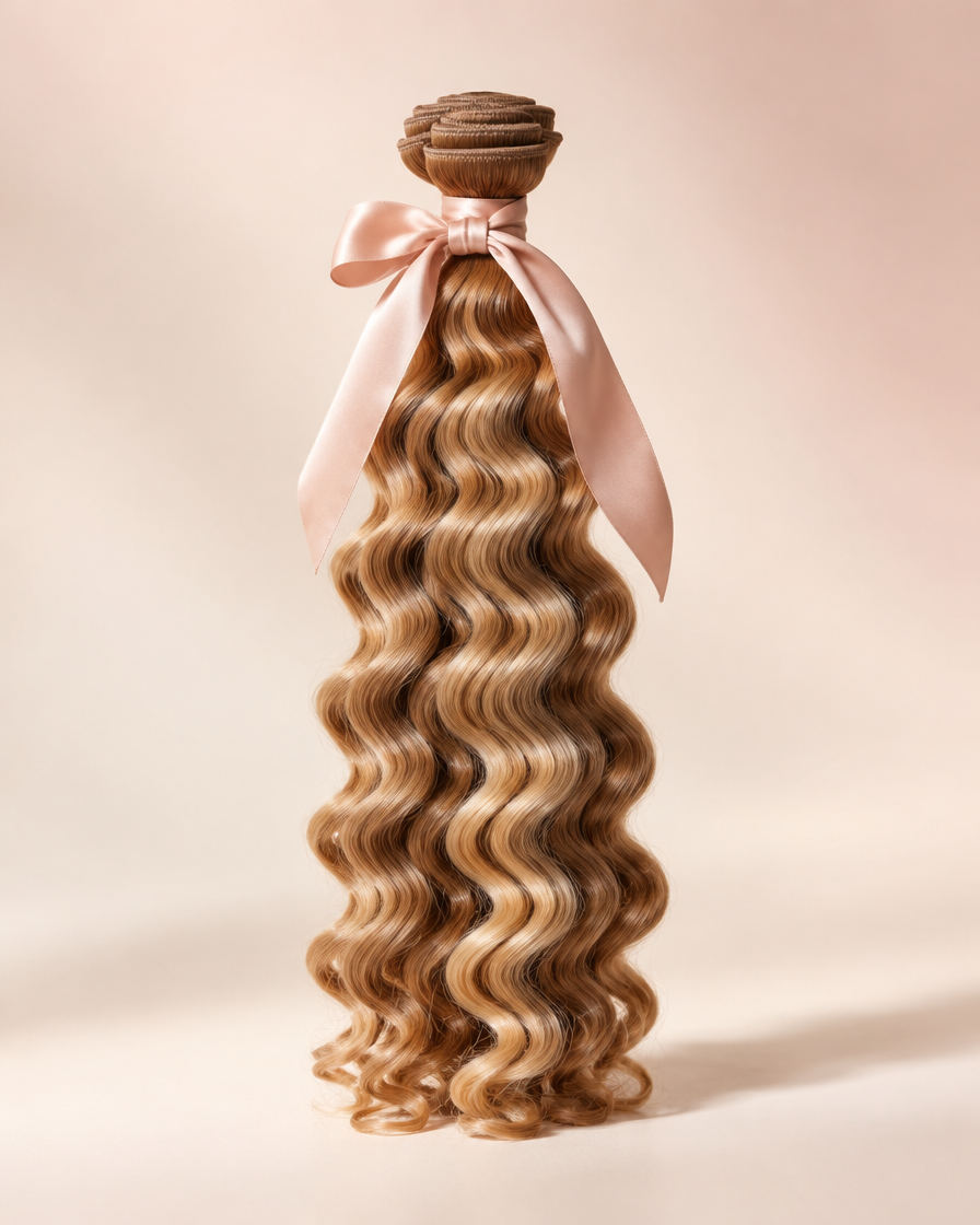Honey Deep Wave — honey blonde and caramel deep wave hair extensions